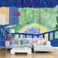 Frendorf | Blau-Grün Künstlerisches Wandtattoo Vollgröße Treppe