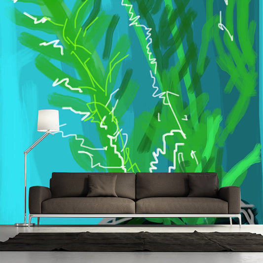 Frendorf | Blauw-Groene Potplant Muren Wallpaper Waterproof Moderne Kunst Slaapkamer Wanddecoratie