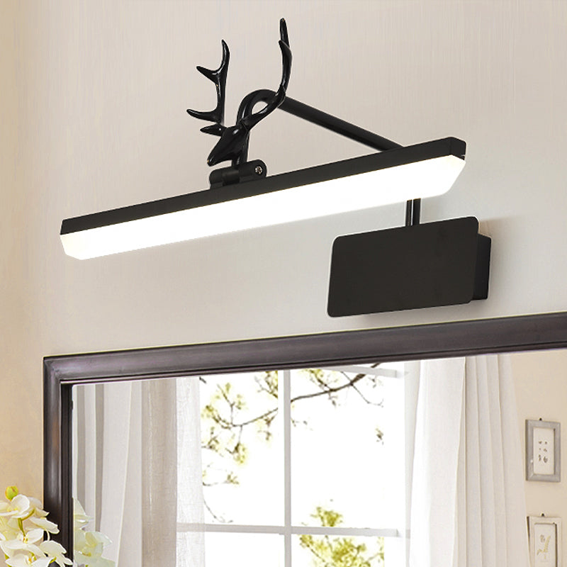 Lineare Metall-Wandlampe Modernistische Led Weiß/Schwarz/Gold Wandmontierte Schminklicht mit Geweiharm in Weiß/Natürliches Licht, 17"/20,5"/28" Breit