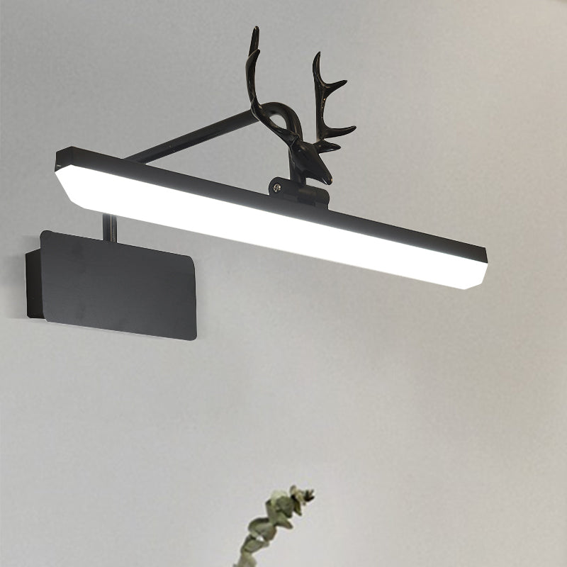 Lineare Metall-Wandlampe Modernistische Led Weiß/Schwarz/Gold Wandmontierte Schminklicht mit Geweiharm in Weiß/Natürliches Licht, 17"/20,5"/28" Breit