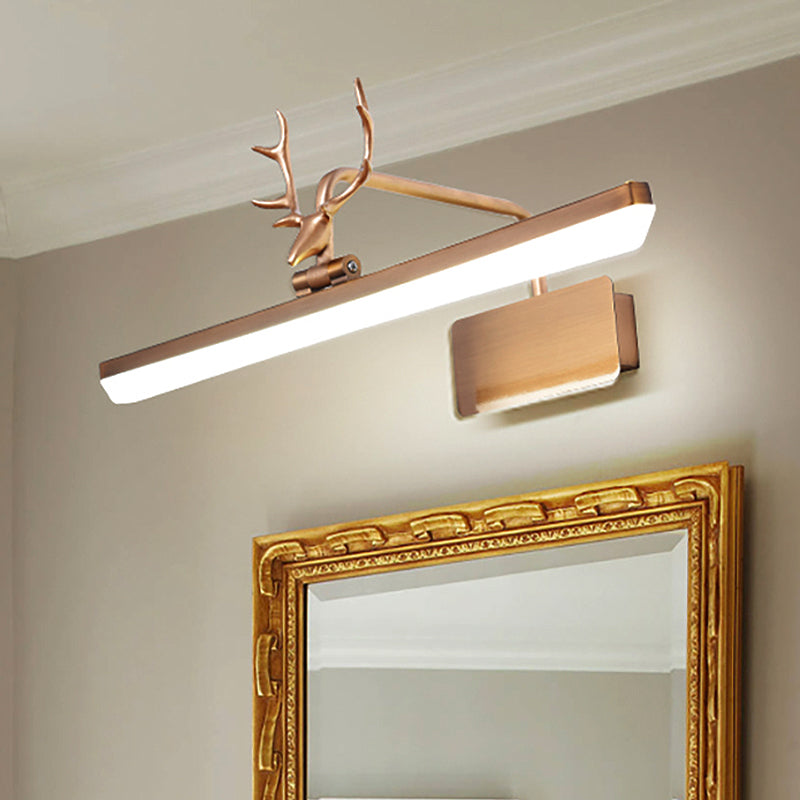 Lineare Metall-Wandlampe Modernistische Led Weiß/Schwarz/Gold Wandmontierte Schminklicht mit Geweiharm in Weiß/Natürliches Licht, 17"/20,5"/28" Breit