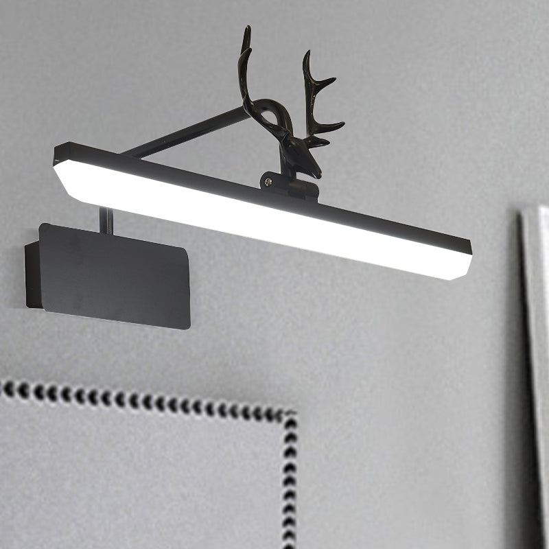 Lineare Metall-Wandlampe Modernistische Led Weiß/Schwarz/Gold Wandmontierte Schminklicht mit Geweiharm in Weiß/Natürliches Licht, 17"/20,5"/28" Breit