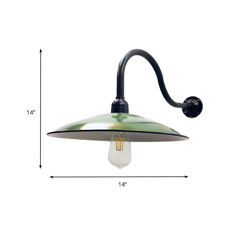 Frendorf | 1 Kop Schotel Wandverlichting Vintage Stijl Groene Metallic Wandlamp voor Eetkamer, 12"/14" Breedte