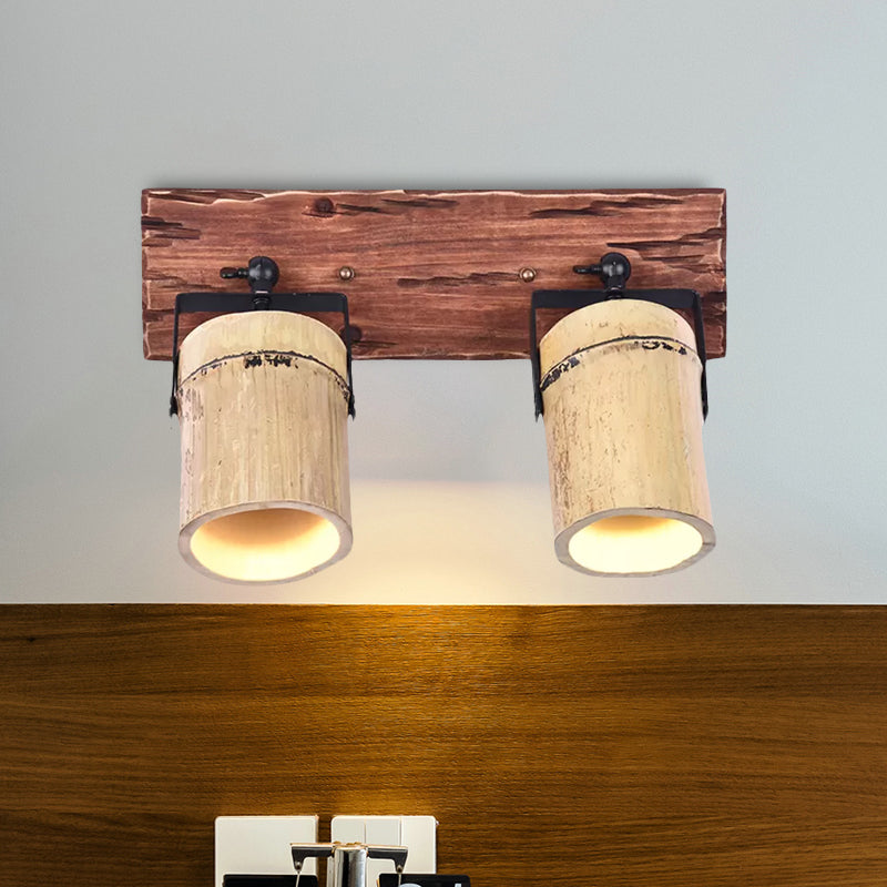 Frendorf | Houten Cilinder Wandlamp Rustiek Stijlvolle Muurlicht in Beige voor Bistro Restaurant