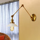 Frendorf | 1 Licht Schotel Schaduw Wandlamp Fixture Industriële Messing/Bronze Frosted Glas Wandlamp met Swing Arm
