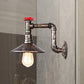 Frendorf | Eisen Wasserrohr Wandlampe mit Schirm Retro Vintage 1 Licht Balkon Wandleuchte Beleuchtung in gealtertem Bronze