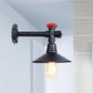 Frendorf | Industriële loodgietersbuis wandlamp met rode klep deco 1 licht metalen wandmontage lamp in zwart