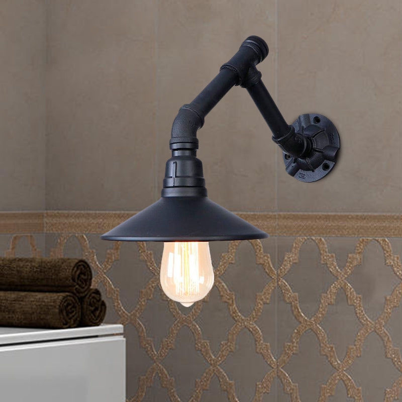 Frendorf | Vintage Stijlvolle Conische Wandlamp met Pijpontwerp 1 Hoofd Metaal Wandlamp in Zwart voor Slaapkamer