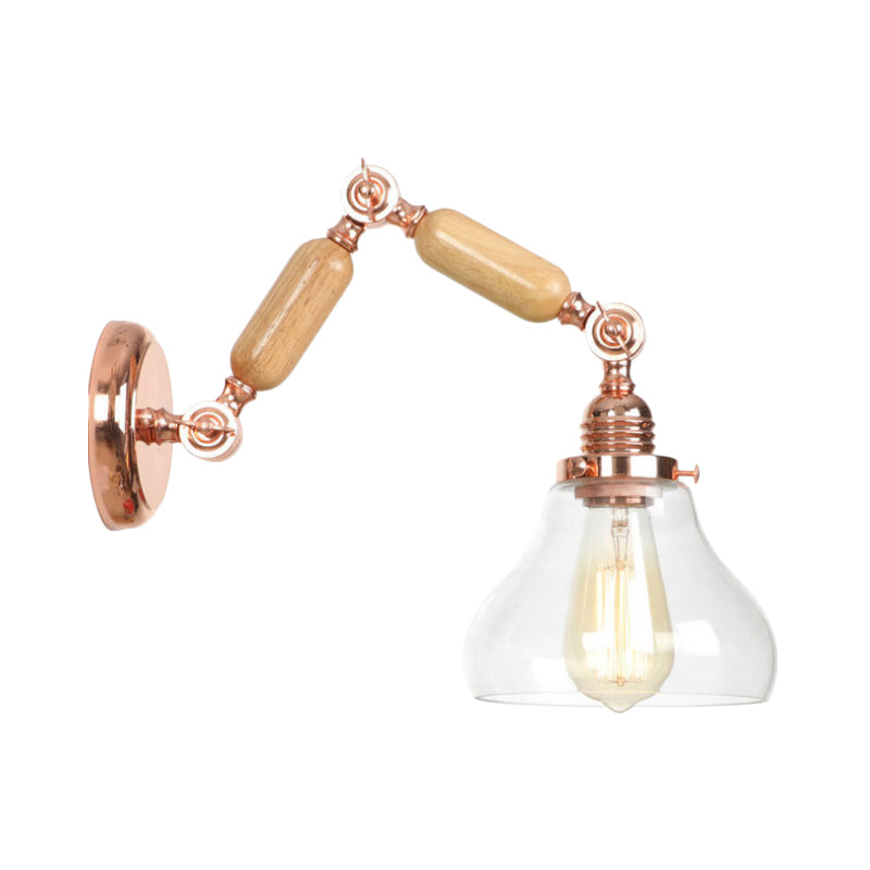Frendorf | 1 Lichtklar Glas Wand Sconces Licht Vintage Gold Kürbis Wohnzimmer Beleuchtung Leuchte mit lang ausziehbarem Arm
