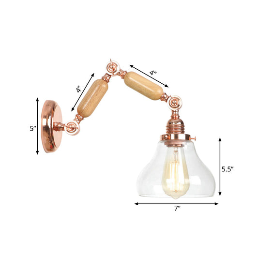 Frendorf | 1 Lichtklar Glas Wand Sconces Licht Vintage Gold Kürbis Wohnzimmer Beleuchtung Leuchte mit lang ausziehbarem Arm