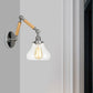 Frendorf | Gourd Wohnzimmer Wandlicht Leuchte Industrie Klarglas 1 Licht Chrome Wandleuchte mit 8"+8"/6"+6"/8"+4" Holzarm
