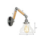 Frendorf | Gourd Wohnzimmer Wandlicht Leuchte Industrie Klarglas 1 Licht Chrome Wandleuchte mit 8"+8"/6"+6"/8"+4" Holzarm