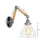 Frendorf | Gourd Wohnzimmer Wandlicht Leuchte Industrie Klarglas 1 Licht Chrome Wandleuchte mit 8"+8"/6"+6"/8"+4" Holzarm