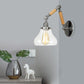 Frendorf | Gourd Wohnzimmer Wandlicht Leuchte Industrie Klarglas 1 Licht Chrome Wandleuchte mit 8"+8"/6"+6"/8"+4" Holzarm