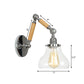 Frendorf | Gourd Wohnzimmer Wandlicht Leuchte Industrie Klarglas 1 Licht Chrome Wandleuchte mit 8"+8"/6"+6"/8"+4" Holzarm