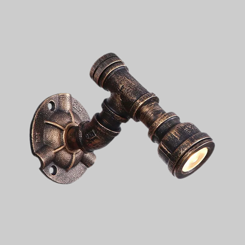 Frendorf | 1 Kopf Wasserleitung Wandlicht Wandleuchte Vintage Industrie Bronze Metallische Wandlampe für Flur