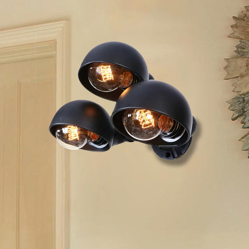 Frendorf | 3 Köpfe Halbkreis Wandmontage Leuchte Vintage Stil Schwarzes Metall Wandbeleuchtung mit Rohrdesign für Flur