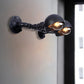 Frendorf | Schwarze Schalenform-Wandlampe mit Rohr Industriell Vintage Metall 2 Lichter Flur Wandbeleuchtung Leuchte