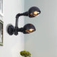 Frendorf | Schwarze Schalenform-Wandlampe mit Rohr Industriell Vintage Metall 2 Lichter Flur Wandbeleuchtung Leuchte