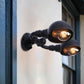 Frendorf | Schwarze 2-Glühbirnen-Wandleuchte Industriedesign Metall-Dom-Wandlampe mit Rohr für Flur