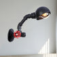 Frendorf | Zwarte Waterpijp Wandverlichting met Koepel Shade en Rode Klep Vintage IJzer 1 Lamp Trapwandarmatuur Licht