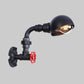 Frendorf | Zwarte Waterpijp Wandverlichting met Koepel Shade en Rode Klep Vintage IJzer 1 Lamp Trapwandarmatuur Licht