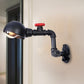 Frendorf | Vintage Style Pipe Wandlamp Sconces met Koepelkap en Ventielwiel 1 Licht Metaal Wandarmatuur in Zwart