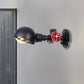 Frendorf | Industrieel Stijl Half Global Wandlamp 1 Licht Metalen Wandarmatuur met Rode Klepdecoratie in Zwart