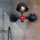 Frendorf | Steampunk Koepel Wandlamp Fixture met Ventielwiel 1 Hoofd Metallic Wandverlichting in Zwart voor Woonkamer