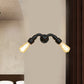 Frendorf | Vintage Style Bare Bulb Wandlamp met Pijpontwerp 2 Koppen Metalen Wandlamp in Zwart voor Binnen