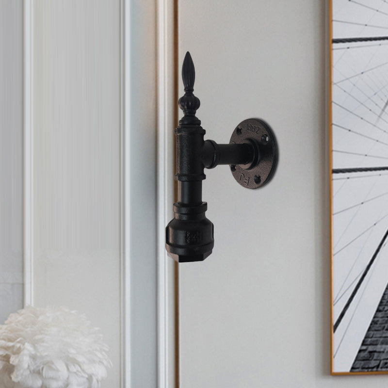 Frendorf | Metallisch Matt Schwarz Wandbeleuchtung Rohrdesign 1 Licht Vintage Stil Wandleuchte für Schlafzimmer
