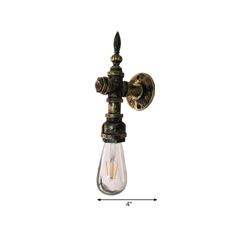 Frendorf | Eisen Bronze Wandleuchte Nackte Glühbirne 1 Licht Rustikaler Stil Wandarmatur Licht mit Wasserrohr Design für Restaurant