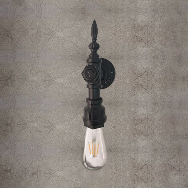 Frendorf | Open Bulb Eetkamer Wandlamp Vintage Stijl Metaal 1 Hoof Black Wandlamp Sconces met Aan/Uit Schakelaar