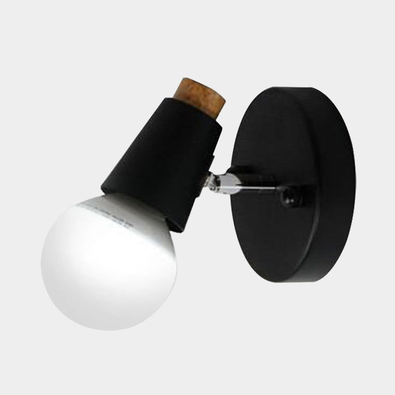 Frendorf | Metalen beker-vormige wandlamp met blote gloeilamp industriële 1-licht badkamer wandlamp in zwart
