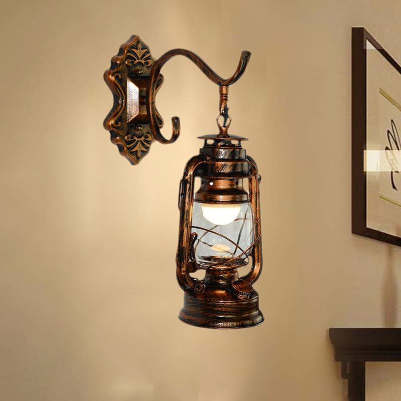 Frendorf | 1 Lichtheldere Glazen Wandlamp Licht Coastal Bronze Kerosine Woonkamer Verlichtingsarmatuur