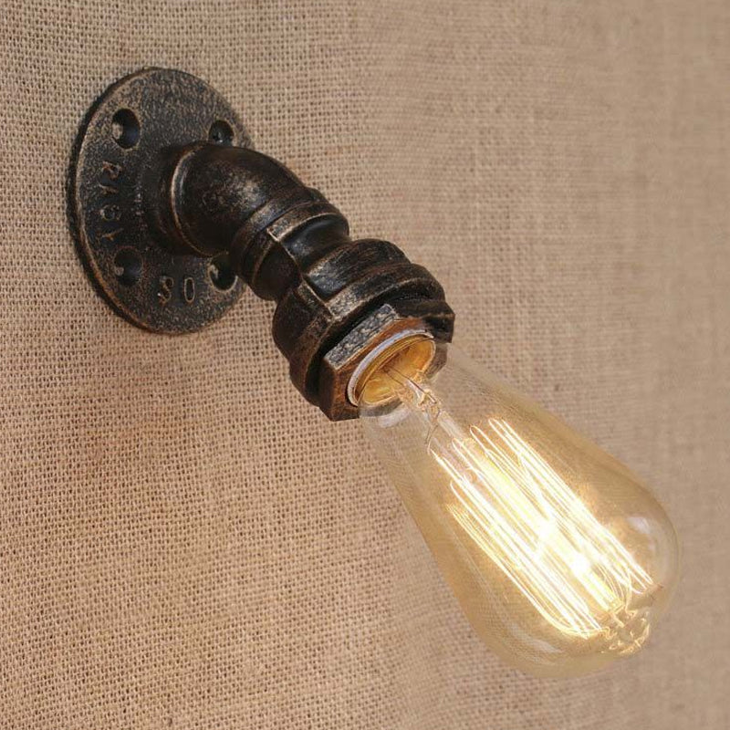 Frendorf | 1 Licht Wandverlichting Landhuisstijl Open Bulb IJzeren Mini Wandmontageverlichting met Waterpijp in Brons