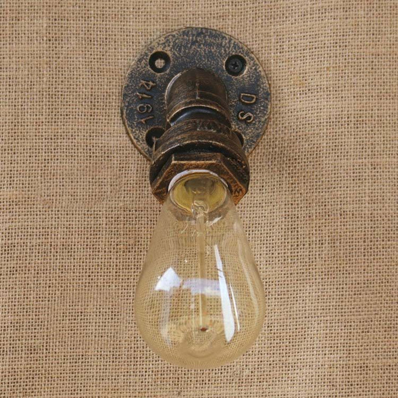 Frendorf | 1 Licht Wandverlichting Landhuisstijl Open Bulb IJzeren Mini Wandmontageverlichting met Waterpijp in Brons