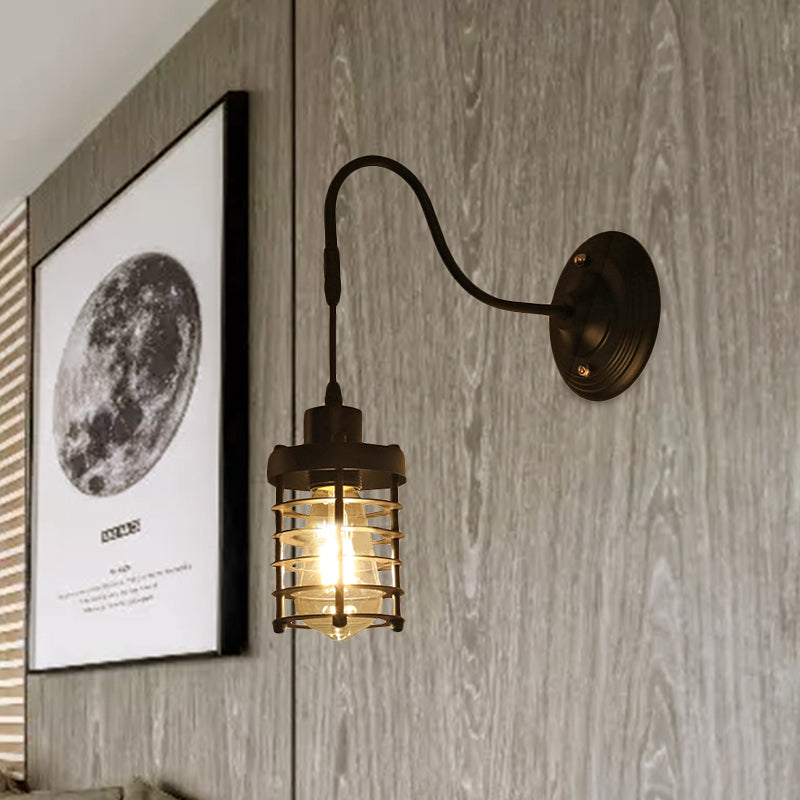 Frendorf | Metalen Cilinder/Hexagonaal Geëngageerde Wandlamp Boerderij 1 Lamp Restaurant Wandmontage Armatuur in Zwart