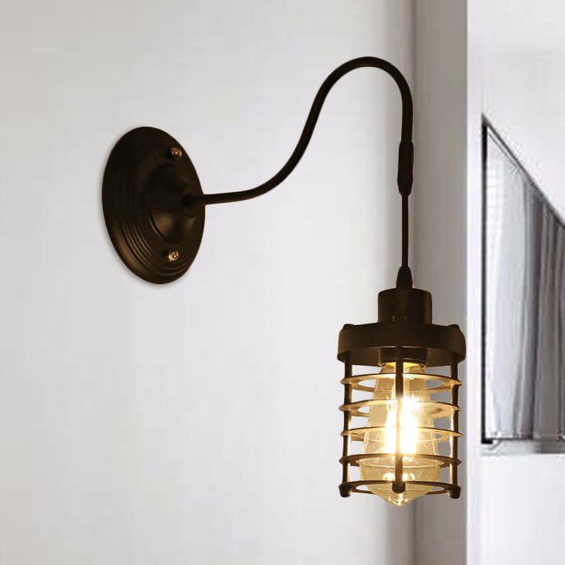 Frendorf | Metalen Cilinder/Hexagonaal Geëngageerde Wandlamp Boerderij 1 Lamp Restaurant Wandmontage Armatuur in Zwart