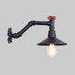 Frendorf | 1 Kopfrohr Wandlampe mit Kegelshade und Ventil Vintage Industrie Schwarz Metall Wandlampe Wandleuchte