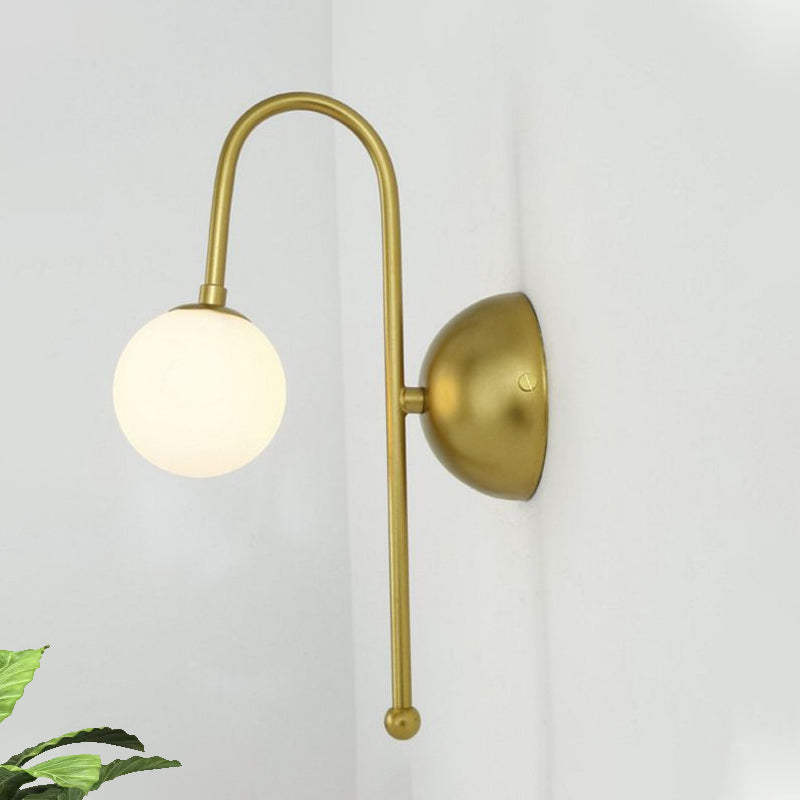 1 Glühbirne Globe Wandmontierte Lichtvorrichtung Modernes Gold Opalglas Beleuchtung für Wohnzimmer