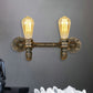 Frendorf | Aged Brass 2 Lichter Wand Sconce Licht Rustikal Industriell Schmiedeeisen Exposed Wandmontage Licht