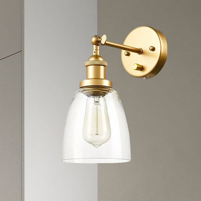 Frendorf | Klar Glas Messing Wandleuchte Kegel 1-Glühbirne Industrie Wandlampe für Wohnzimmer