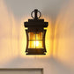 Klare Glas schwarze Wandleuchte Quadratisch/Rechteckig 1-Licht Küsten Wand Lampe Armatur mit Eisenkäfig