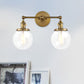 Frendorf | Runde Wohnzimmer Wandleuchte Industriell Klarglas 2-Lampe Schwarz/Messing Wandlampe für das Arbeitszimmer