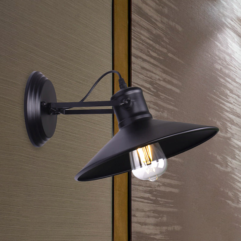 Frendorf | Metallische Untertasse Wandleuchte Antikstil 1-Birnen Flur Wandleuchte Lampe in Schwarz/Rost