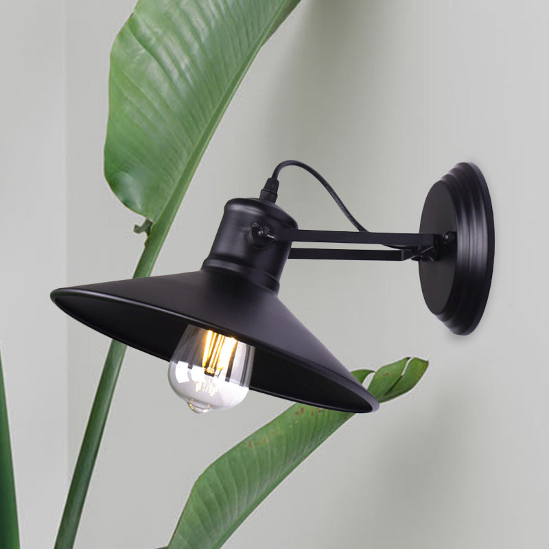 Frendorf | Metallische Untertasse Wandleuchte Antikstil 1-Birnen Flur Wandleuchte Lampe in Schwarz/Rost