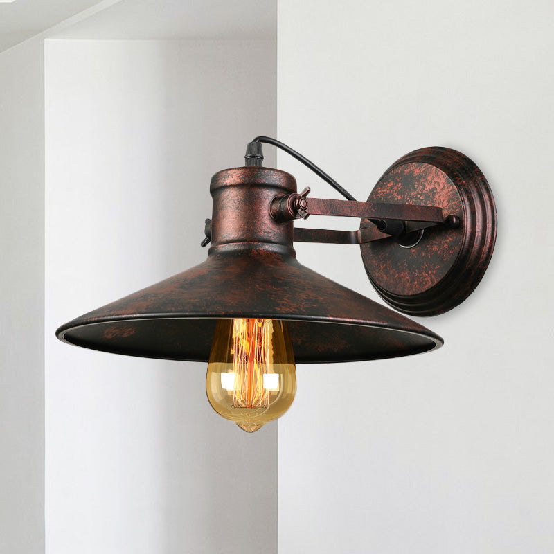 Frendorf | Metallische Untertasse Wandleuchte Antikstil 1-Birnen Flur Wandleuchte Lampe in Schwarz/Rost