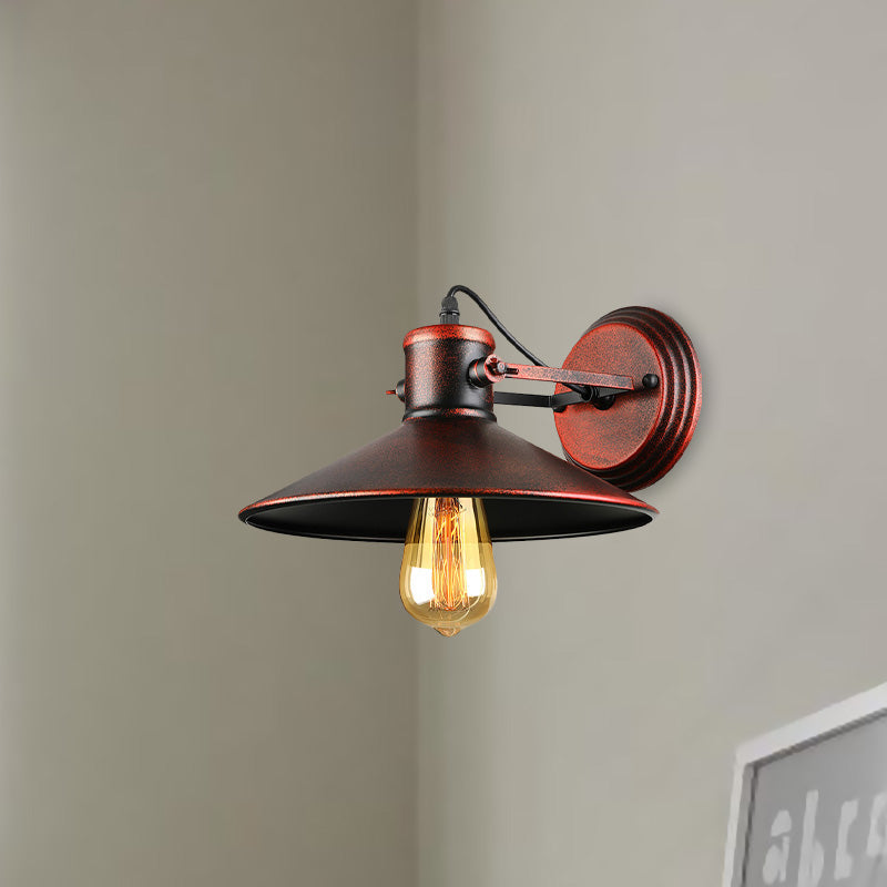 Frendorf | Metallische Untertasse Wandleuchte Antikstil 1-Birnen Flur Wandleuchte Lampe in Schwarz/Rost