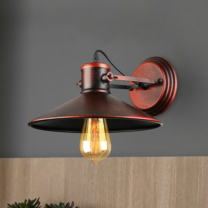 Frendorf | Metallische Untertasse Wandleuchte Antikstil 1-Birnen Flur Wandleuchte Lampe in Schwarz/Rost